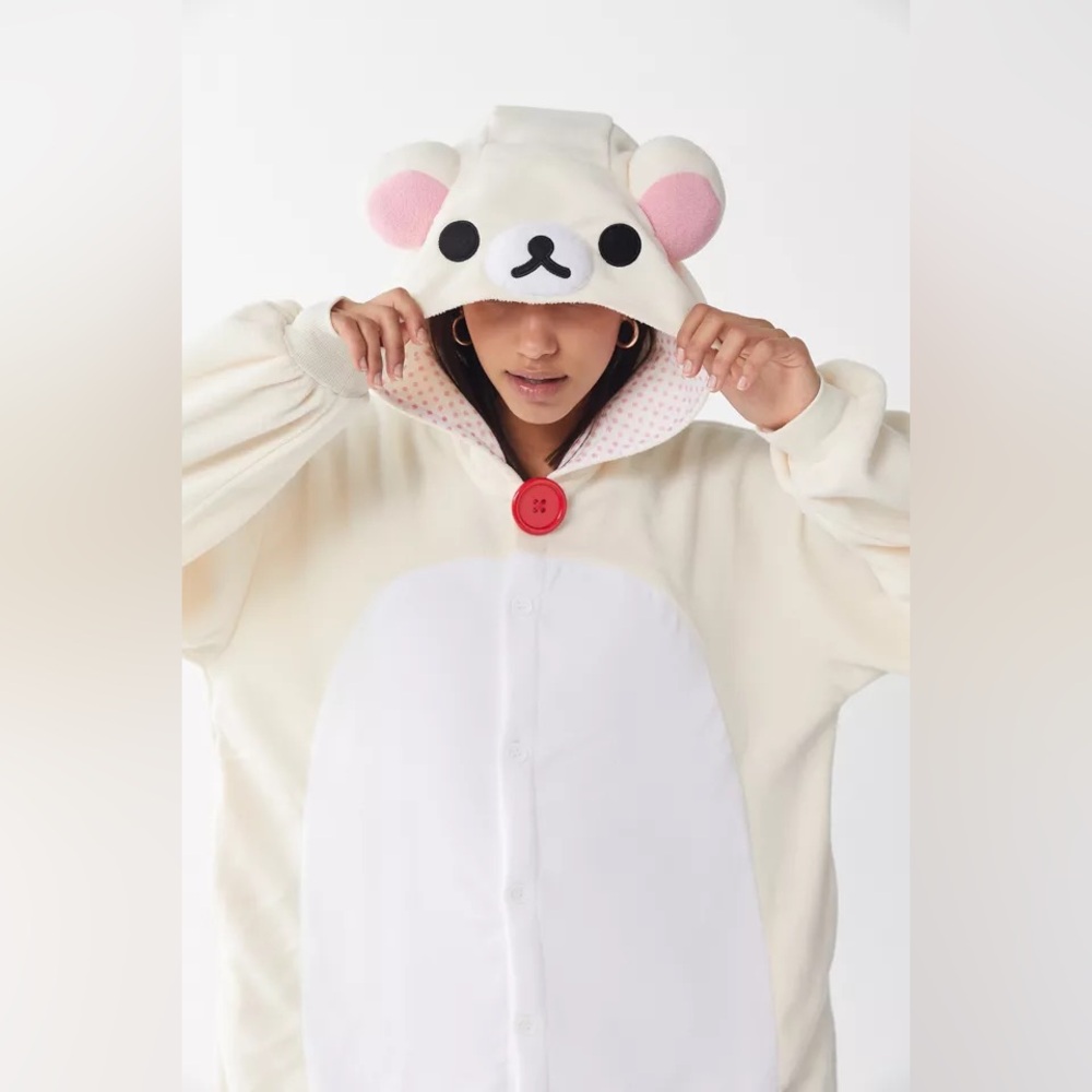 KIDS Rilakkuma San-X fleece onesie cosplay costume Japan sz 130 US 7-8